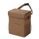 AOKJOY Car Garbage can with lid Leak Proof Vehicle Trash Can 3 Storage Pockets Hanging Waterproof car Trash Bag for SUV Beige