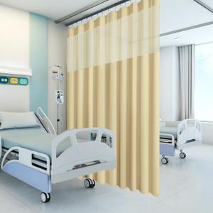 Flame Retardant Hospital Curtains Room Divider,Grommet Cubicle Curtains Divider Privacy Curtains for Hospital, Clinic, Lab(1 Panel, 5x8FT,Beige) (60"W x 96"L (Pack of 1))