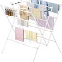 HOMIDEC Drying Rack Clothing,Large 12 Drying Poles with Sock Clips Clothes Drying Rack,Foldable Portable Laundry Drying Rack for Air Drying Clothing,Towels,Delicate Eac,Indoor Outdoor Use.White