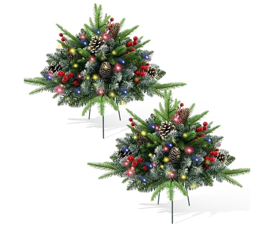 Artificial Christmas Tree for Outdoor Front Porch Decor, Real Touch Christmas Topiary, Realistic Potted Fake Faux Tree Plants for Indoor Garden Holiday Winter Decoration (19.6" Green)
