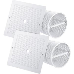 2 Pcs Basket Assembly Replacement Pool Skimmer Filter and 2 Pcs Square Lid Cover Compatible with Sp1o82, Sp1083, Sp1084, Sp1085, and Sp1086(White Basket)