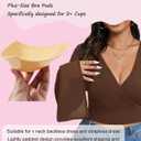 D+ Cups Double-Sided Sticky Inserts Lightly Padded Bras for Large Breast, Reusable Sticky Bra for Large Bust (Brown, XL)