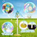 Windmill Bubble Machine for Kids, 51" Adjustable Height Standing Bubble Maker with Lights & Music, 10-Hole Battery Operated Bubble Blower with 130ml Tank, Outdoor Backyard Party Toys for Toddlers