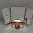 HUONUL Makeup Mirror, 10X 3X 2X Magnification, Lighted Makeup Mirror, Touch Control, Dual Power Supply, Portable LED Mirror, Women Gift (Rose Gold)