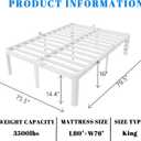KOSOSO 16 Inch King Bed Frame with Metal Gasket, White Platform Bed Base