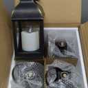 Vintage Lantern Decorative LED Flickering Flameless Candle with Timer, Battery Powered LED Decorative Hanging Golden Brushed Black Lanterns for Indoor Outdoor Garden Yard Home Decor(4 Pack)