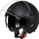 TRIANGLE Full Face Motorcycle Helmets,Off-Road Motocross Helmet for Men & Women,Dual Visor with Internal Tinted Sunshield,Open Face 3/4 Adult Racing Helmet DOT Approved (Black,XL)