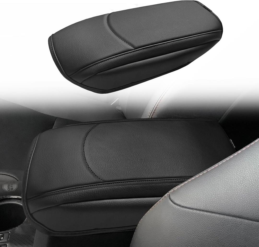 Muslogy Center Console Armrest Cover Fit for Toyota 4Runner 2010-2024 Accessories, Comfort Armrest Pad Console Lid Cushion Vegan Leather Regular Thick