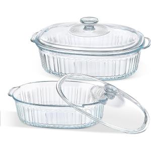 M MCIRCO 4-Piece Glass Casserole Baking Dish, Set of 2 Casseroles With Glass Lids, 1.9 Qt and 3 Qt