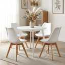 CangLong Dining Chairs Set of 4, Mid Century Modern Kitchen and Dining Chair, Soft Padded Dining Desk Chairs with Wood Legs, for Kitchen, Dining, Living Room & Bedroom, White
