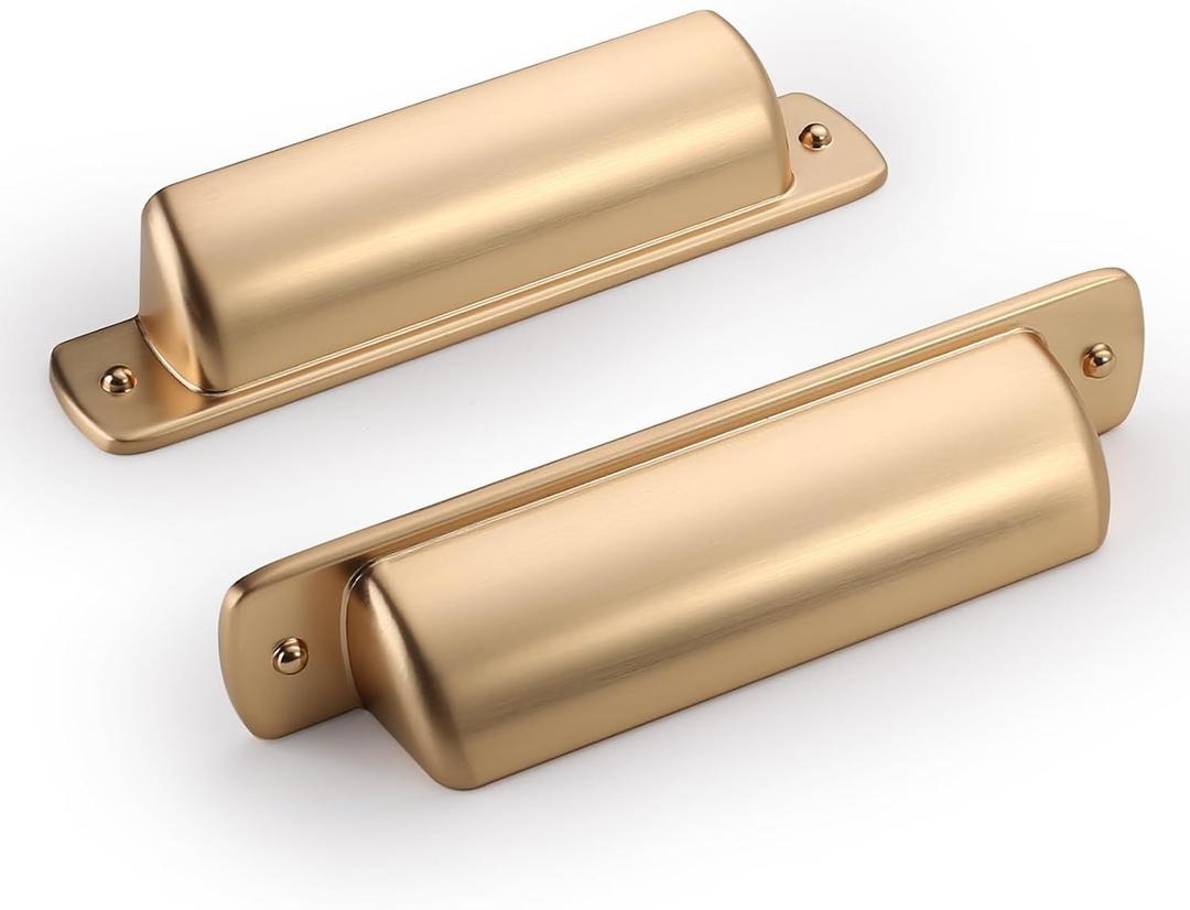 Asidrama 10 Pack 3 Inch(76mm) Brushed Brass Kitchen Cabinet Handles, Cabinet Cup Pulls Kitchen Cabinet Hardware for Cupboard Drawer Pulls