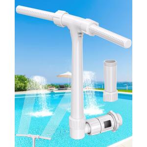 POOLHOUR [Patented] 2026 Height Upgrade Pool Fountain for Above Ground/Inground Pools with Dual High-Pressure Spray, 360 Adjustable Cooling Jet & Relaxation - Waterfall Sprinkler Cooler