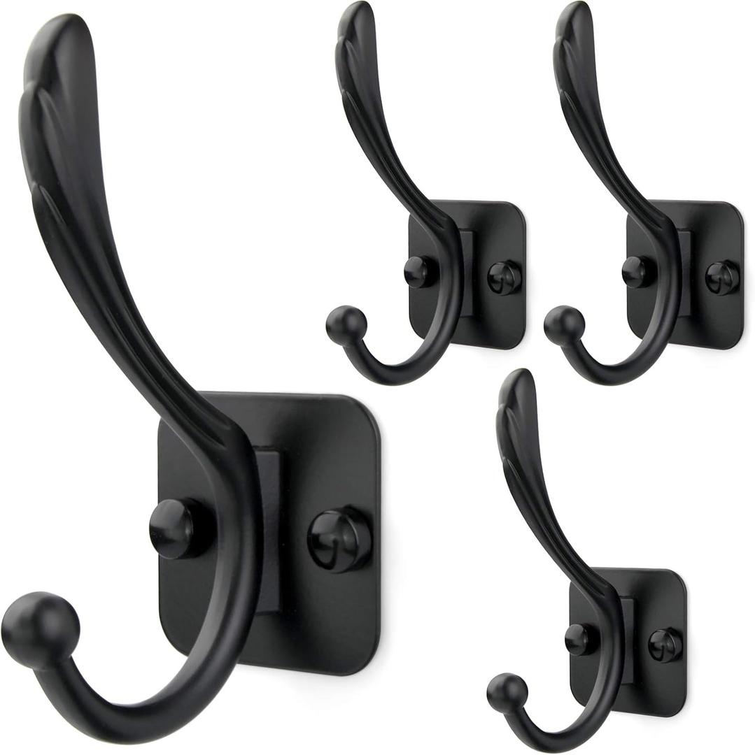 Heacy Duty Coat Hat Hooks,Wall Mount Hanger, 4 Pack