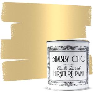 Shabby Chic Chalk Furniture Paint: Luxurious Metallic Paint, Craft Paint for Home Decor, DIY, Wood Cabinets - All-in-One Paints with Shiny Metallic Finish [Antique Gold] - (8.5 oz Covers 32 sf)