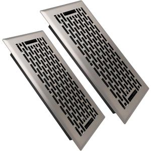 SANYCASA 2 Pack Floor Register 4x10 Inches Heavy Duty Walkable Steel Floor Vents - Satin Nickel Floor Vent Covers - Ease Adjust Air Flow Direction Floor Registers - Boston Design Air Vents for Room