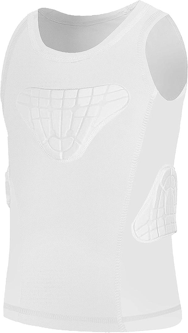 Kids Padded Compression Shirt Football Rib Protectors Chest Guard 4-Pads Padded Shirt Protective Gear for Baseball
