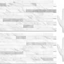 STICKGOO 20 Sheets Peel and Stick Backsplash Tile, Stick on Backsplash for Kitchen and Bathroom, White Marble Look PVC Mixed Metal Silver Self Adhesive Wall Tiles