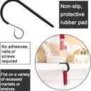 Christmas Stocking Hooks,Non Slip Vinyl Coated Stocking Holder for Mantle Set of 4 Pack, Black Metal Stocking Hanger with Rubber Coated Stocking Hooks for Christmas Party Decorations