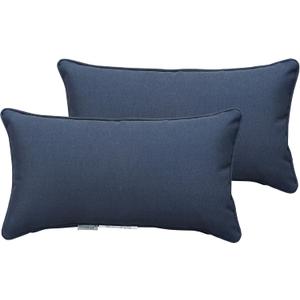Indoor/Outdoor Decorative Lumbar Throw Pillows Water Resistant, 18"x10" Set of 2 for Patio Furniture Bolster Rectangle Pillows - Dark Blue