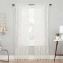 No. 918 Ariella Floral Lace Rod Pocket Curtain Panel, 58" x 84", Ivory