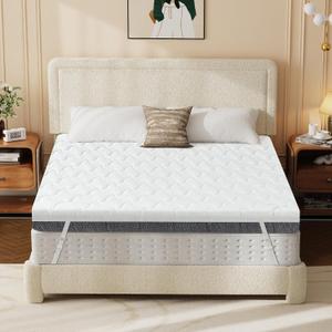 Extra Firm Mattress Topper King Size 4 Inch, Firm to Extra Firm Dual Sides Flippable Bed Topper for Back Pain, Premier High-Density Bed Topper with Washable Cover,No Smell,CertiPUR-US, 80" x 76"