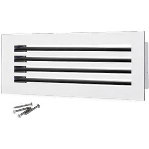 24x8 Modern AC Vent Cover – Decorative Air Vent Register Grille, Linear Slot Diffuser, Adjustable Airflow, Quiet Operation, HVAC Vent Cover for Ceiling, Wall & Floor, White Aluminum Alloy
