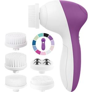 Facial Cleansing Brush Face Scrubber Exfoliating Cleaning Skin Care Cleanser Wash Women Girls Electric Beauty Powered Exfoliator Skincare Spin Tools Scrub Washer Self Care by VISOFO (Amethyst)
