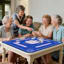 Mahjong Mat- Non-Slip and Noise Reduction Mahjong Table Mat with Carrying Bag, 31.5x31.5 Inch Waterproof Surface Mahjong Mats for Poker, Card, Dominoes, Board & Tile Games. (Blue)