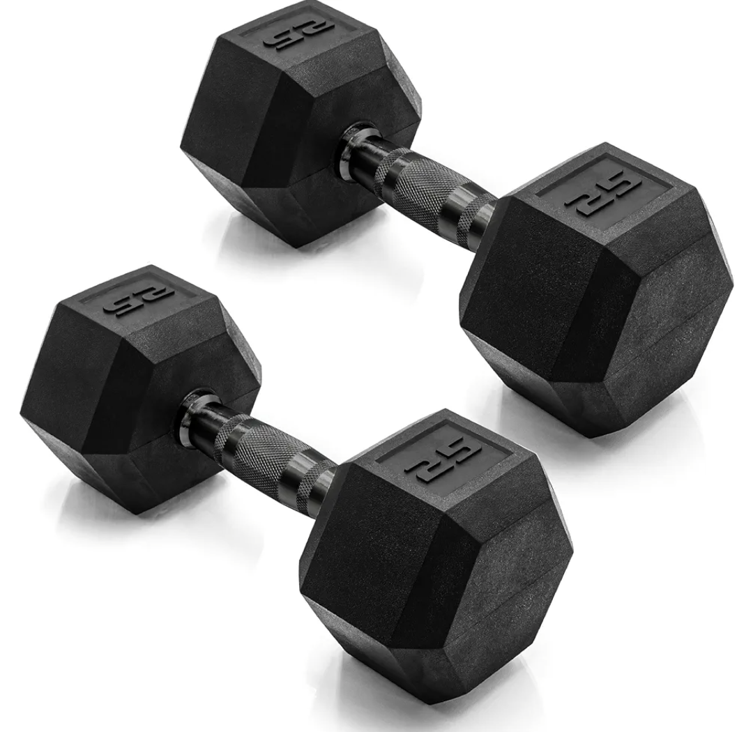 CAP Barbell Coated Dumbbell Weight  Pairs of 2, 25lbs