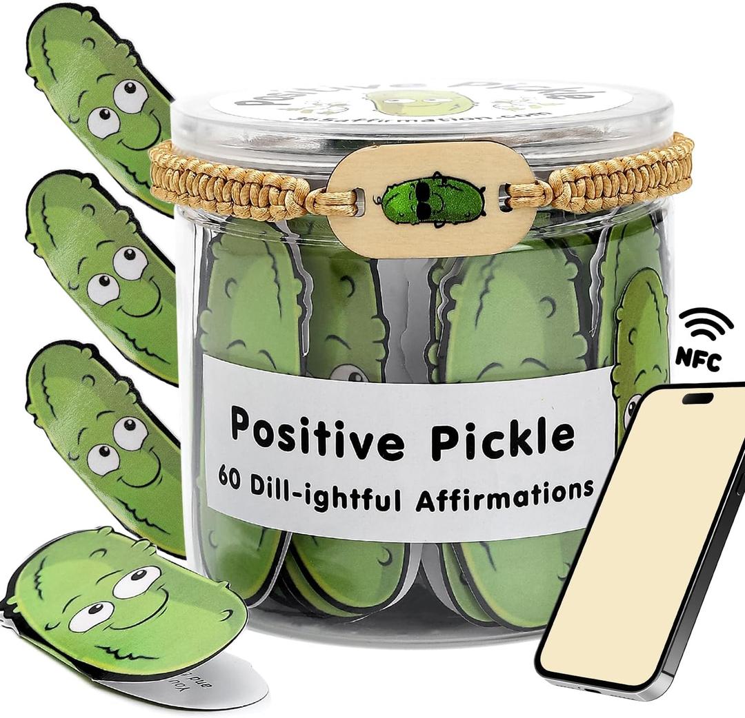 2 x Positive Pickle Cards Jar, Emotional Support Pickle Jar, 60 Positive Affirmation Cards for People, Unique Inspirational Gifts For Women, Best Friend Gift, Birthday Gifts for Mom,Teens, Famaly, Stuff