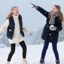 KEREDA Girls Fleece Lined Leggings Winter Warm Pants for Kids 3-14 Years (5-6 Years, Navy)