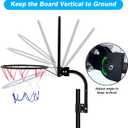 Trampoline Basketball Hoop, Fits Diameter 25mm - 32mm Straight & Curved Pole Basketball Hoop for Trampoline, Universal Trampoline Basketball Hoop Attachment with Ball, Pump and Protective Net