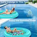 2-Person Pool Floats Adult Heavy Duty, Giant 75"X75" Inflatable Tanning Pool Mats with Cup Holders, Detachable Headrest, Multi-Purpose Water Lounger for Pool Party, Lake, Beach, River, Outdoor