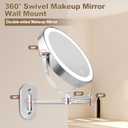 Rechargeable Lighted Wall Mounted Makeup Mirror, 8" Double-Sided Magnifying Mirror with Lights 20X, 3 Color and Switch Dimmable Shaving Mirror, 360 Rotation Foldable Bathroom Mirror, Chrome
