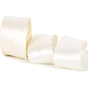 Double Face Satin Ribbon 20 Yards for Party Wedding Home Decoration Handmade Craft (3" Wide, 810 Ivory)