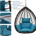 Egg Chair Cushion Waterproof Outdoor/Indoor-Thicken Hanging Basket Swing Cushion,Hanging Egg Chair Cushion Replacement with Headrest for Outdoor Patio Garden Furniture