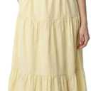 Women's Casual Halter Tiered Vacation Maxi Dress with Pockets (Yellow, M)
