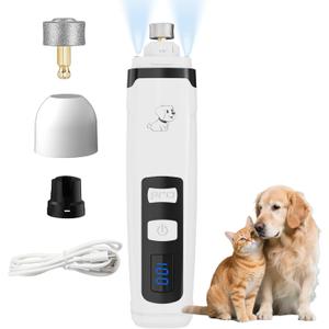 Dog Nail Grinder,Quiet Dog Nail Grinder for Large Medium Small Dogs Paw & Cats Claw, Dual Light USB Rechargeable Electric 2-Speed Pet Toenail Grooming Supplies, Gifts for Cat/Dog Lovers (M2)