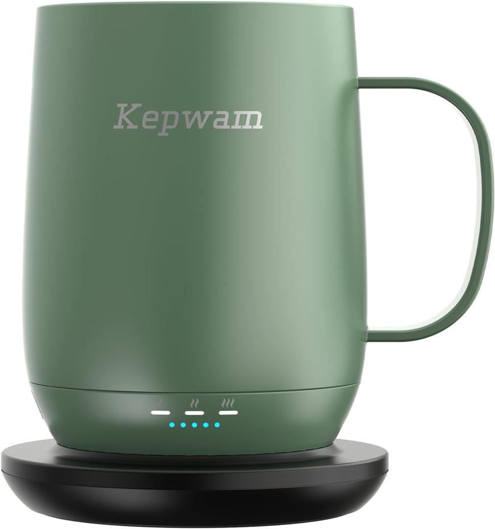 Kepwam Self Heating Coffee Mug, 16oz Smart Heated Coffee Mug, 150 Min Battery Life - Hot up to 149 Temperature Control Coffee Mug Warmer, Gifts for Women and Men