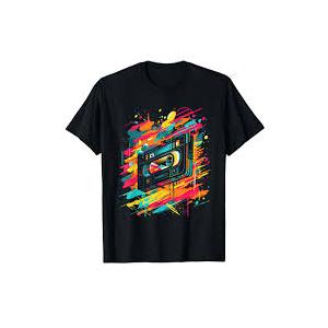80s and 90s Vintage Retro Cassette Party Costume T-Shirt, black
  sz 6 X