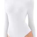 REORIA Women's Long Sleeve Bodysuits Mock Turtleneck Slim Tight Double Lined Basic Layering Body Suits Tops Fall Winter Outfits 2025(White Small)