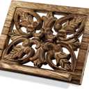 Geelin Wooden Bible Stand 10 x 8 Inch Carved Bible Holder Missal Stand Adjustable Book Display for Reading Folding Religious Prayer Wooden Holy Book Holder