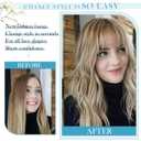 Clip in Bangs, Wispy Bangs Hair Clip,Natrual Fake Bangs Fringe with Temples Hairpieces for Women Clip on Faux Bangs Hair Extensions for Daily WearDark Brown Mix Dark Auburn