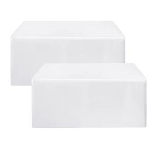 HolidayIdeas Fitted White Tableclothes - 72 x 30 Inch - 2 Pack Rectangle Table Covers for 6 Foot Tables, Polyester Fabric Tablecloths for Christmas, Parties, Wedding, Trade Show