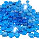 5 Pound Fire Pit Glass 3/4 Inch Reflective Round Fire Glass Drops Beads Rocks for Natural or Propane Fire Pit and Landscaping Pacific Blue