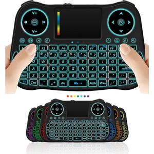 Wireless Mini Handheld Smart TV Remote Keyboard Touchpad Mouse Combo Controller For Android TV Box, Smart TV, X-Box, MacOS, PC Computer Window 10 11, Raspberry Pi 2,RGB Backlit (Not Support Bluetooth)