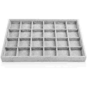 STYLIFING Jewelry Organizer Tray 24 Grids, Jewelry Display Case Stackable Velvet Jewelry Tray Ring Earring Necklace Storage Holder for Women,Grey