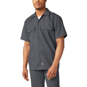 Dickies Mens Short Sleeve Work Shirt Durable Twill Button Down Shirts for Men, Lightweight Uniform for Daily Wear (Gray, XXL)