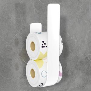 Toilet Paper Storage Wall Mount, Extra Toilet Paper Storage Holder for 3 Rolls, Adhesive Metal Tp Roll Holder Stand for Rv, Bathroom, White