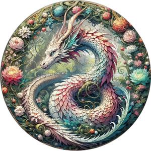Wooden Puzzles for Adults - Mandala Dragon Wood Puzzles Adult - Unique Animal Shape Wooden Jigsaw Puzzles for Adults for Puzzle Lovers, Family(8.4 * 8.4in-100 Pieces) (Small)